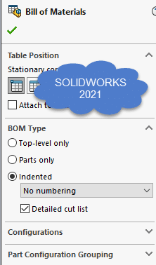 , SOLIDWORKS 2022 What’s New – Cut List Support in BOM Tables