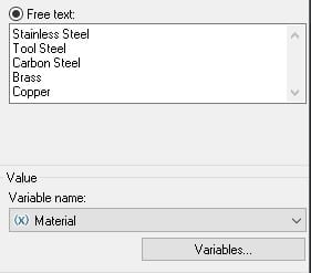 List of options for the metal filtered list