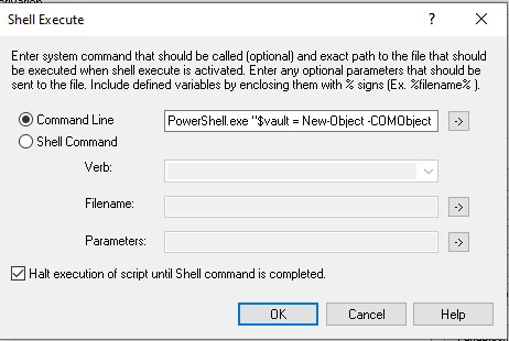 PDM Pro Dispatch ShellExecute runs the command we add to the command line box