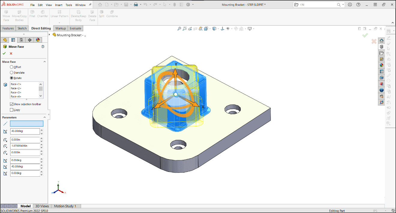 solidworks direct editing tools, SOLIDWORKS Direct Editing Tools