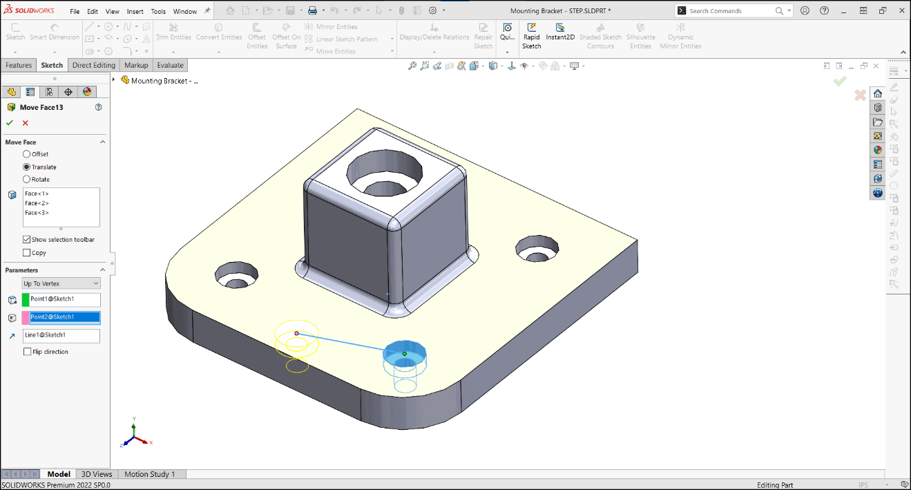 solidworks direct editing tools, SOLIDWORKS Direct Editing Tools