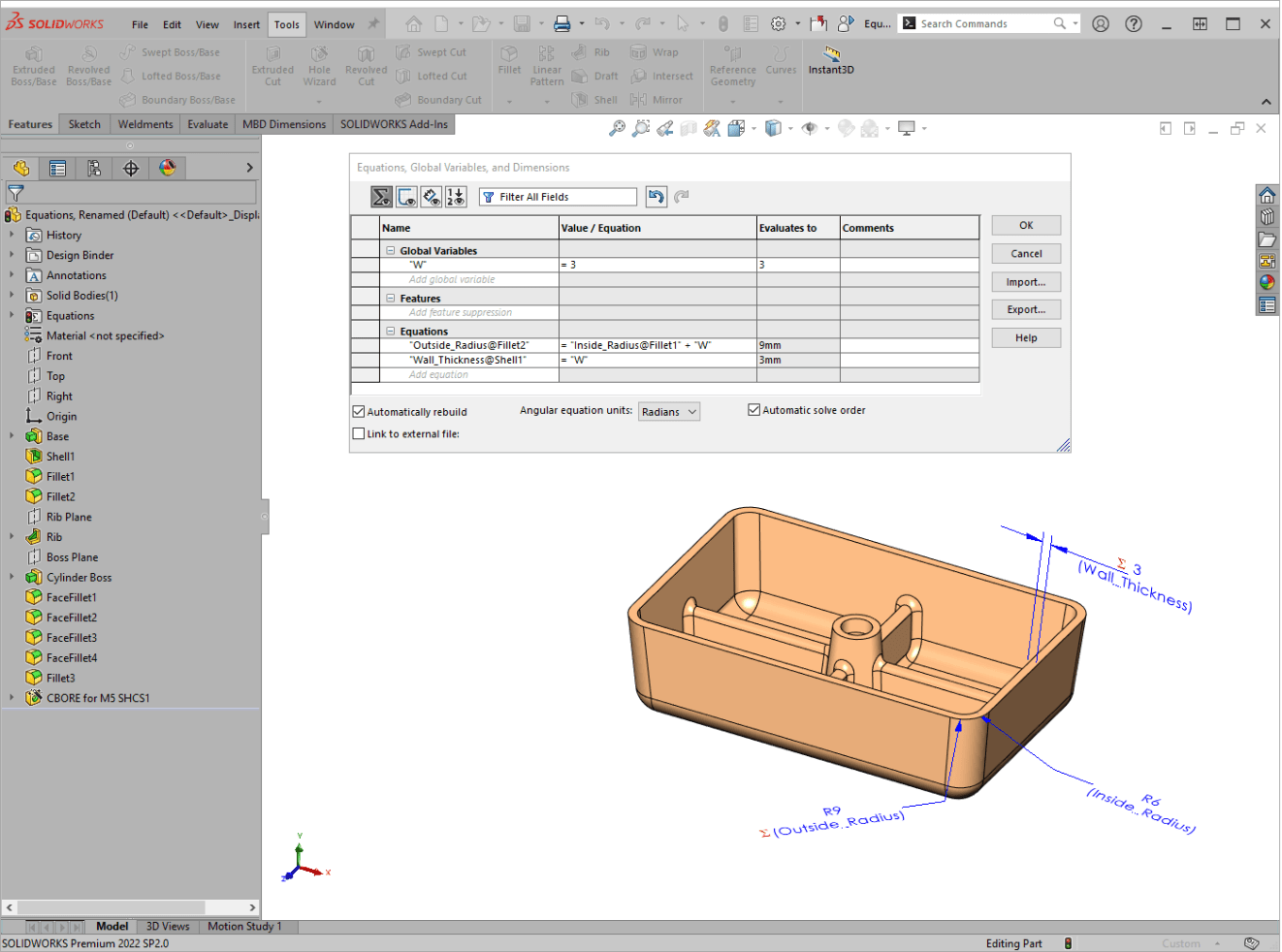 Global Variables Equations SOLIDWORKS, Configuring Global Variables and Equations