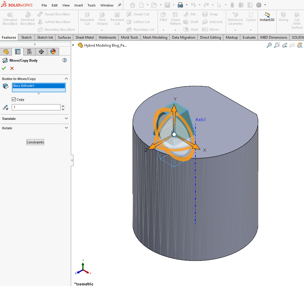 SOLIDWORKS direct editing tools make working with mesh files a breeze.