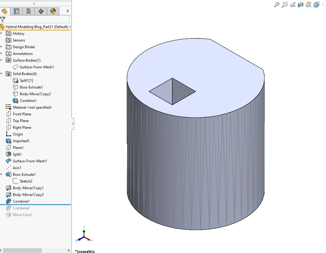 When working with mesh files, subtracting geometry makes it possible to remove material without the need to use extrusions.