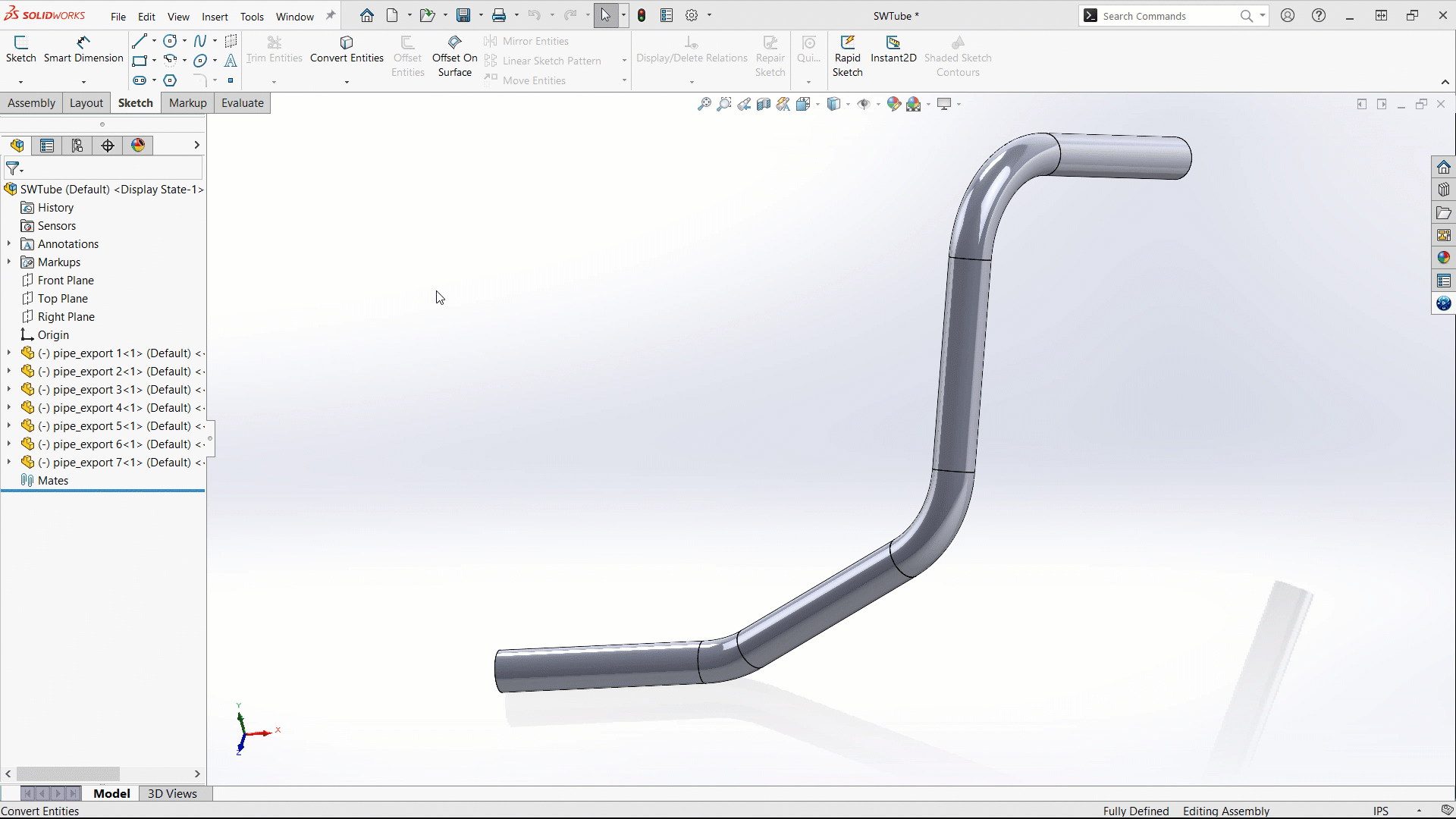 Add 3D sketches to a SOLIDWORKS model for easy measuring of imported geometry.