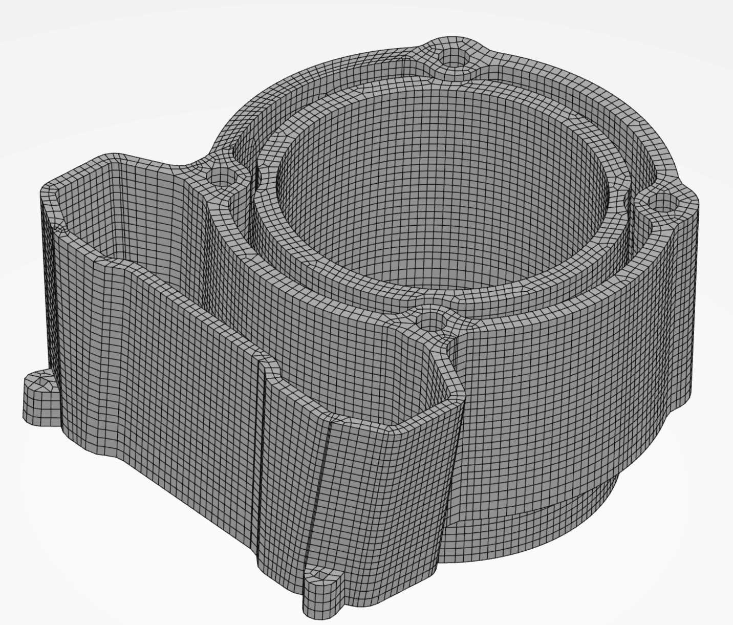Here is an example of what the mesh looks like in 3DEXPERIENCE Simulation after the part is fully partitioned.