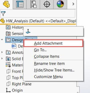 You can add any attachments to the design binder node with a right-click.