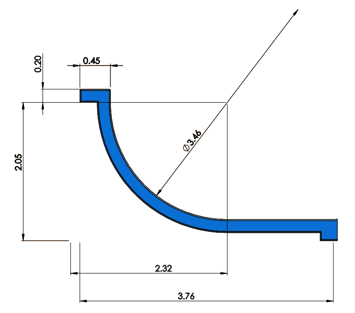 Parabola shaped ramp dimensions (in)