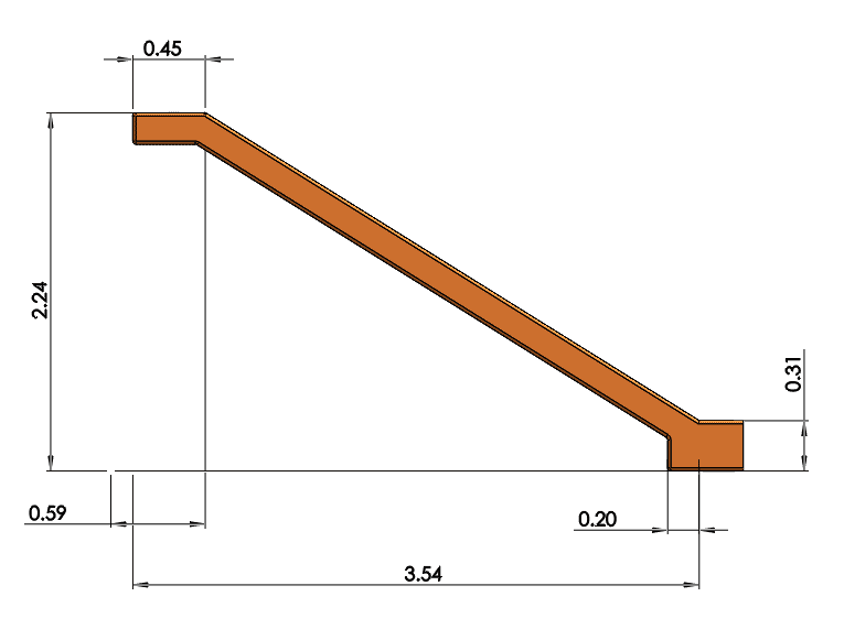 Straight shaped ramp dimensions (in)