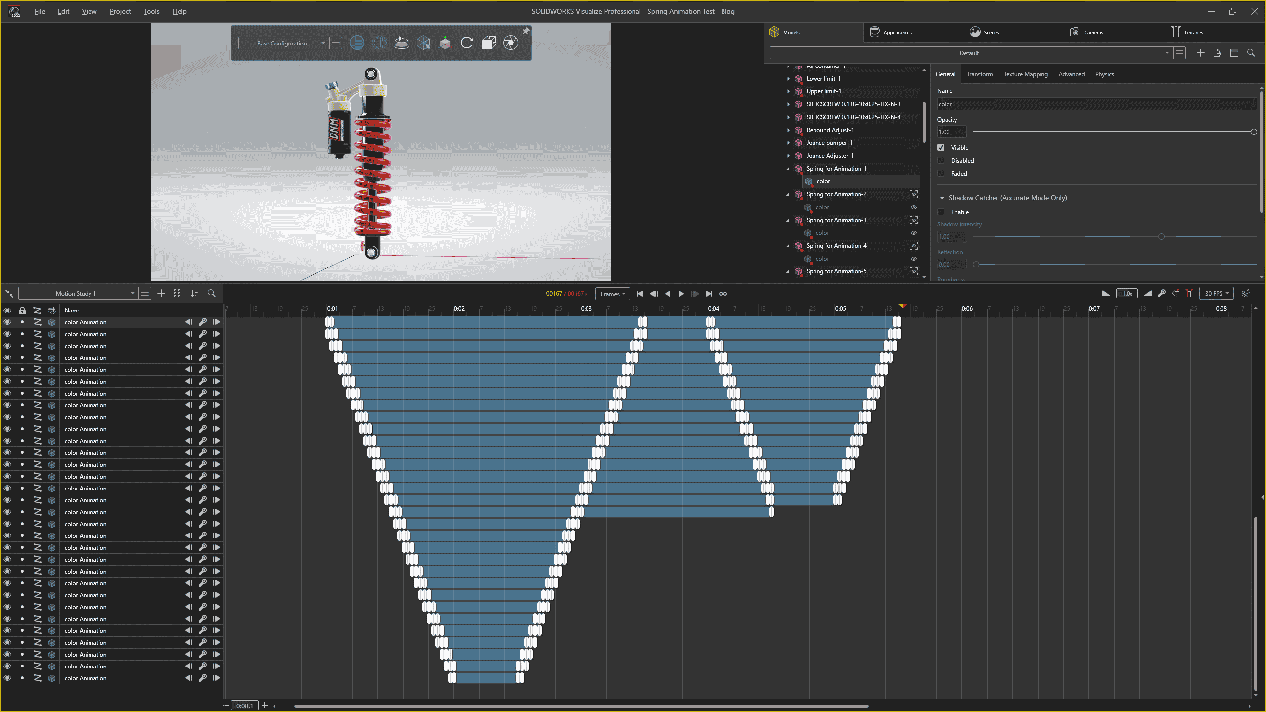 The finished Visualize timeline when animating flexible components.