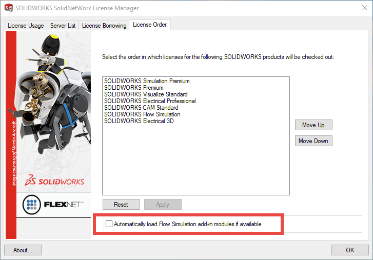 One great improvement to SOLIDWORKS 2023 licensing is the option to automatically load the Flow Sim module if it's available, leading to faster load times in SOLIDWORKS.