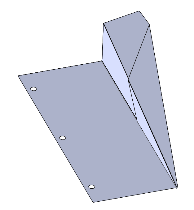 Half of a paper airplane made in SOLIDWORKS.