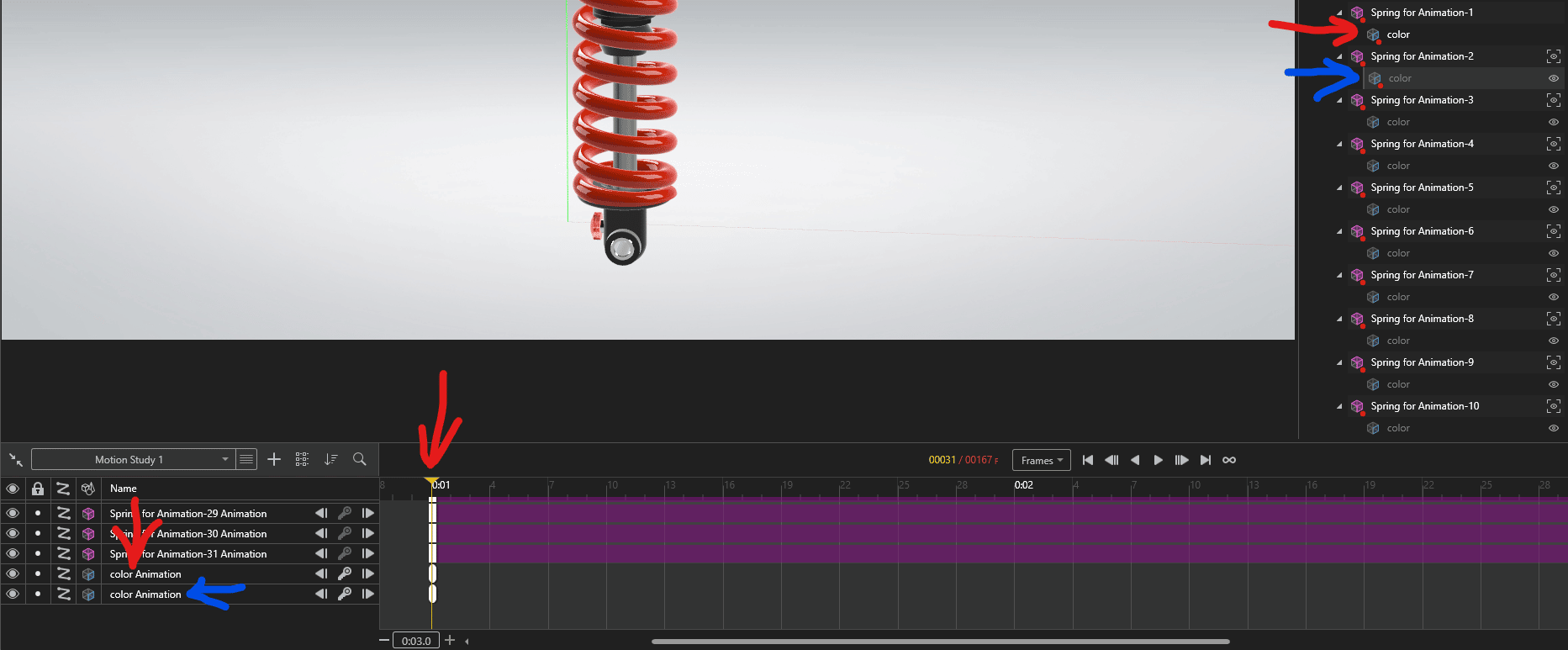 Animating flexible components, Animating Flexible Components in SOLIDWORKS Visualize Professional