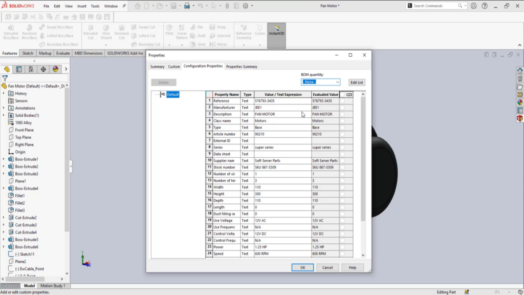 Properties in 2D transfer to 3D in SOLIDWORKS Electrical 2023.