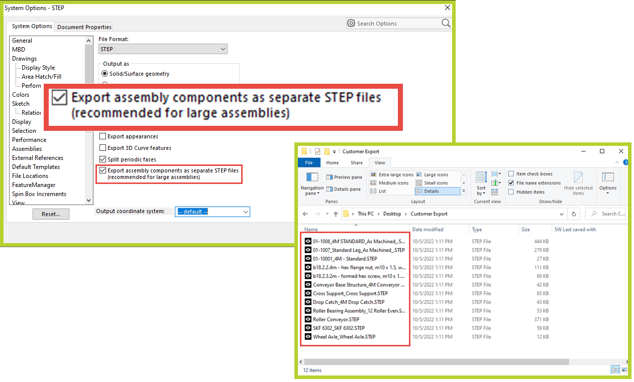SOLIDWORKS 2023 can now save assemblies as multiple step files instead of a single file. This makes it easier to share your data.