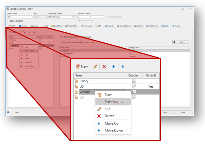 SOLIDWORKS Manage 2023 offers administrators a "New From" option to make it easier when making similar BOM objects.