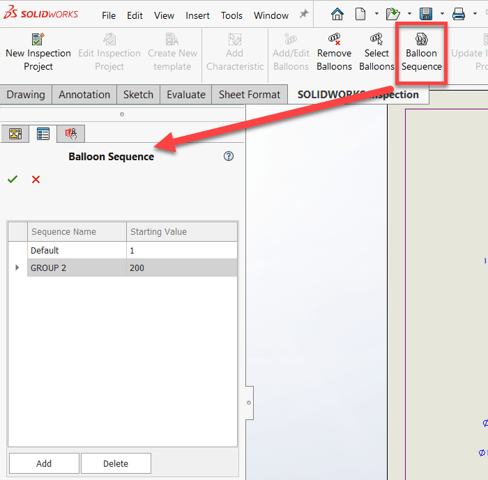 SOLIDWORKS Inspection 2023 Add-In Balloon Sequences