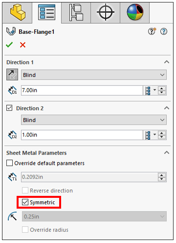 Symmetric option in base flange