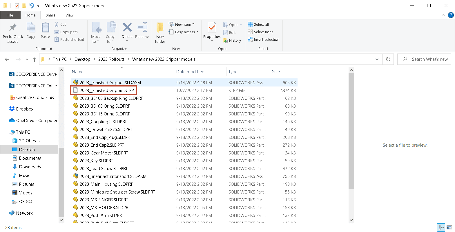 When saving assemblies as STEP files prior to SOLIDWORKS 2023, you often dealt with the very large, cumbersome files, seen here.