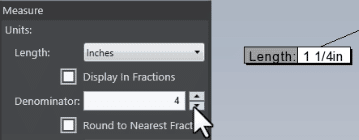 In this image, we see that eDrawings 2023 allows you to show measurements with fractions instead of decimals if you choose.