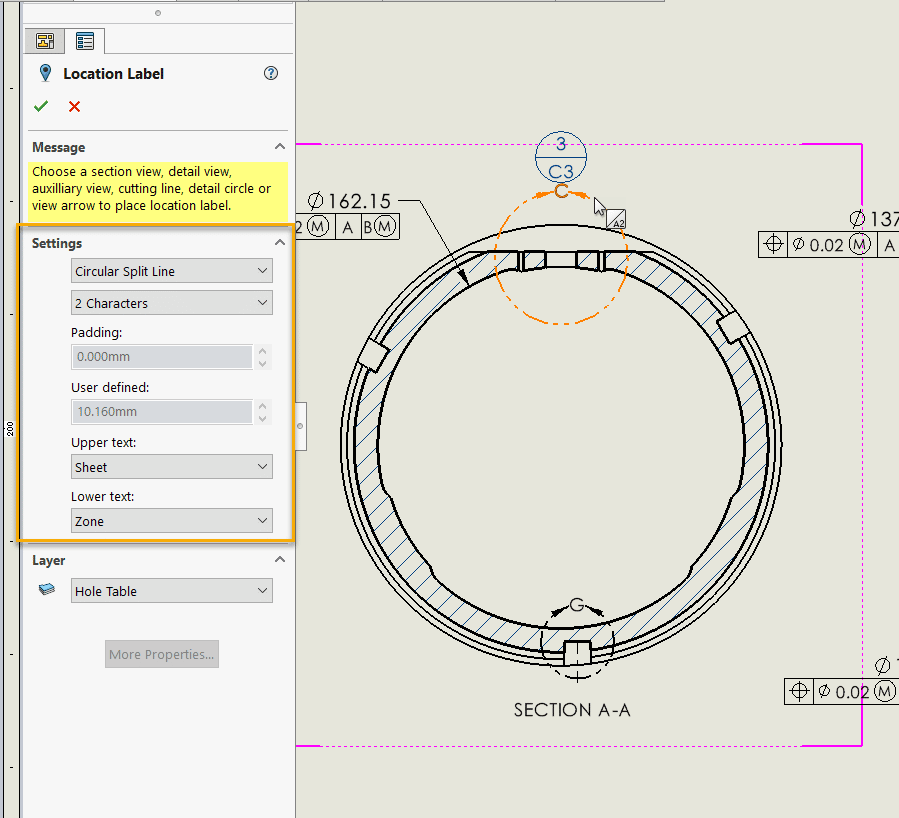 This is how you add a location label to a drawing, making navigation easier.